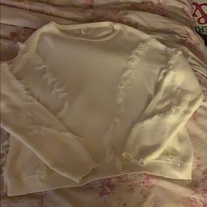 White Stylish Fringe Sweater